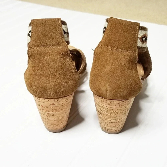 Minnetonka Drew Boho Brown Leather Cork Wedges 9 - Picture 6 of 8